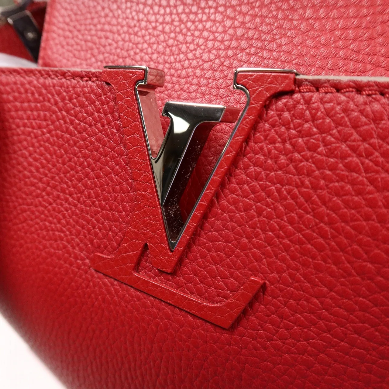 LOUIS VUITTON Capucines M48871 肩背包 牛皮 紅色 / Red 牛皮 中古品B - 縮圖 15