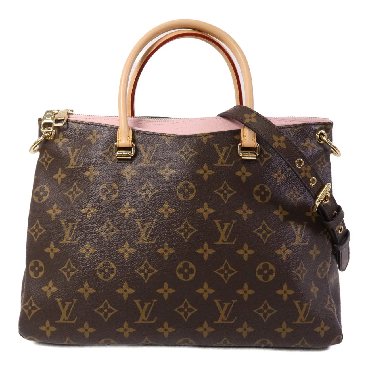 LOUIS VUITTON Pallas M40468 2-Way Bag Coated Canvas 棕色 / Pink