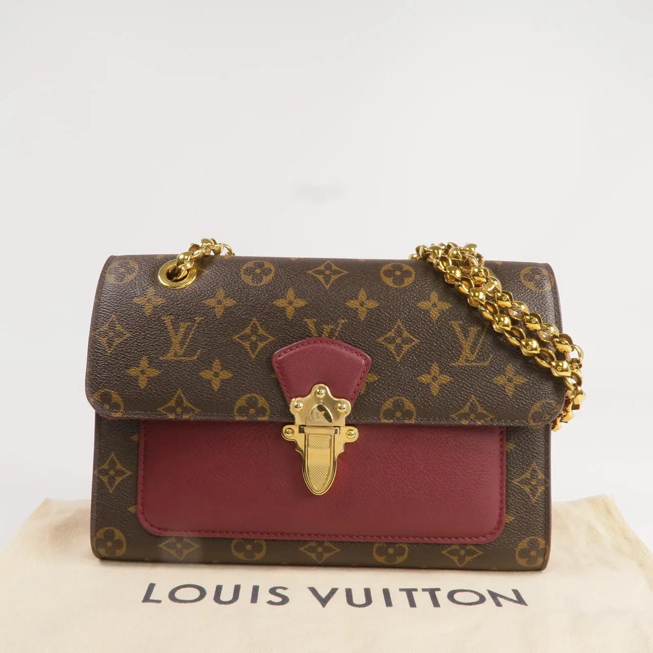 LOUIS VUITTON Victoire M41732 肩背包 塗層帆布 棕色 / Brown/Burgendy 塗層帆布 中古品A - 縮圖 9