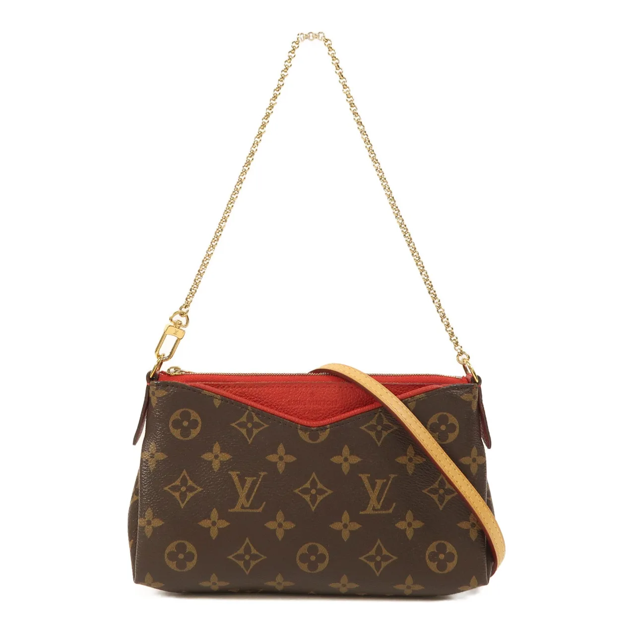 LOUIS VUITTON Pallas M41638 2-Way Bag Coated Canvas 棕色 / 紅色 / Brown