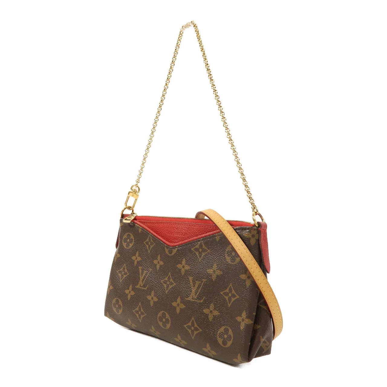 LOUIS VUITTON Pallas M41638 2-Way Bag Coated Canvas 棕色 / 紅色 / Brown Coated Canvas Rank B - Thumbnail 3