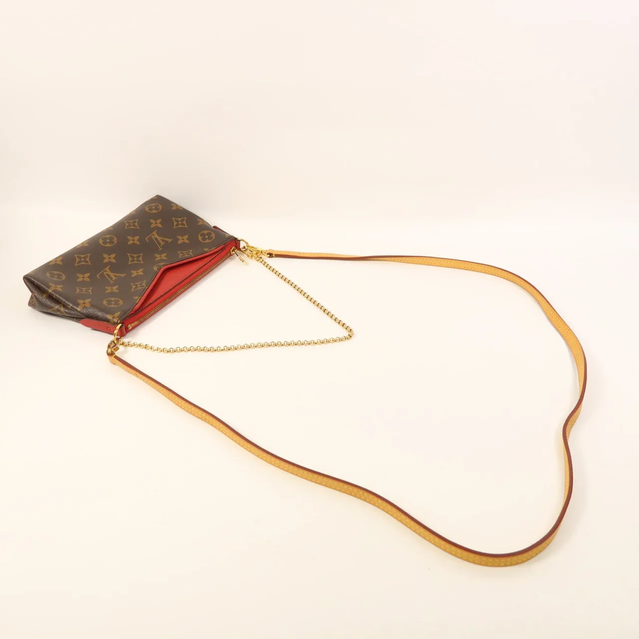 LOUIS VUITTON Pallas M41638 2-Way Bag Coated Canvas 棕色 / 紅色 / Brown Coated Canvas Rank B - Thumbnail 9