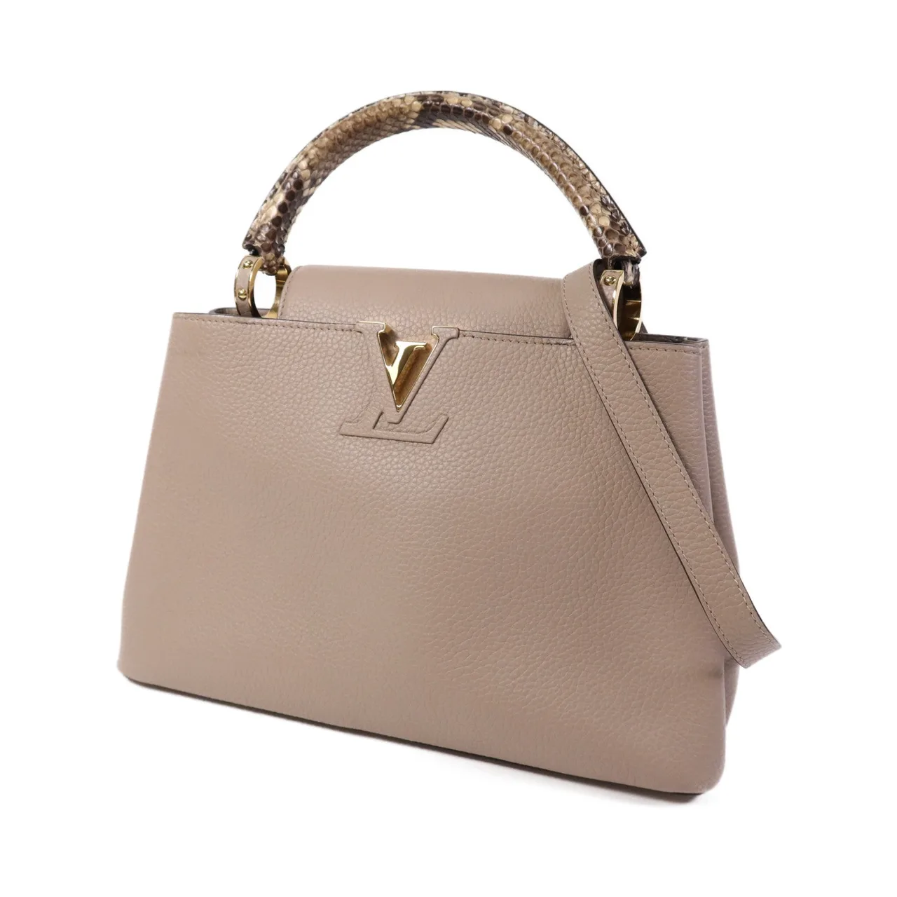 LOUIS VUITTON Capucines N92802 2-Way Bag Calfskin 米色 / Beige Calfskin Rank B - Thumbnail 3