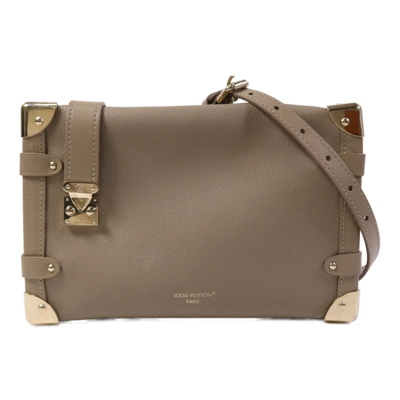 LOUIS VUITTON Side Trunk M25072 Shoulder Bag Calfskin 米色 / Beige
