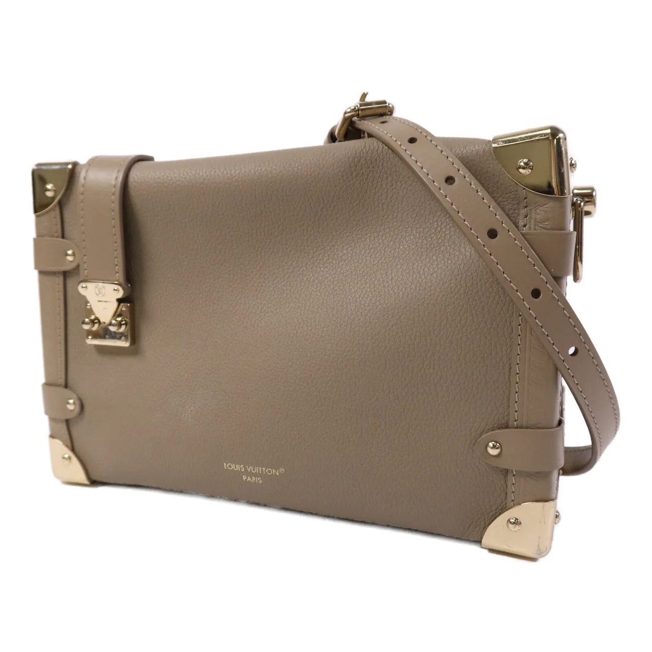 LOUIS VUITTON Side Trunk M25072 Shoulder Bag Calfskin 米色 / Beige Calfskin Rank B - Thumbnail 3