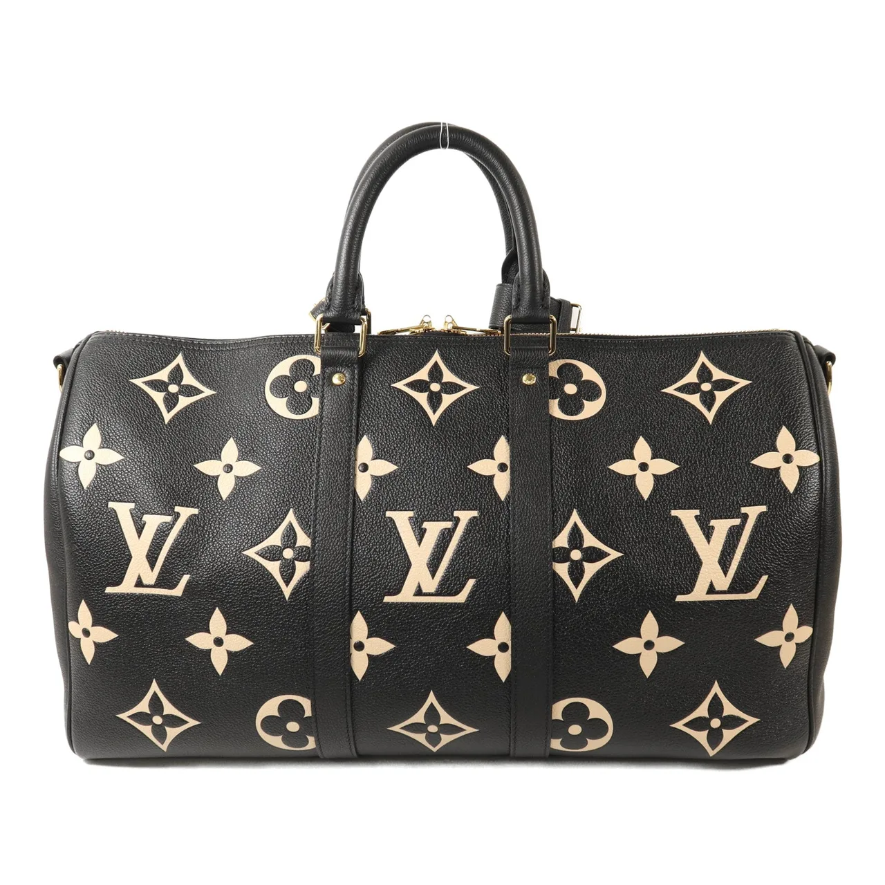 LOUIS VUITTON Keepall M46670 兩用包 牛皮 黑色 / 米色 / Black 牛皮 中古品A - 縮圖 2