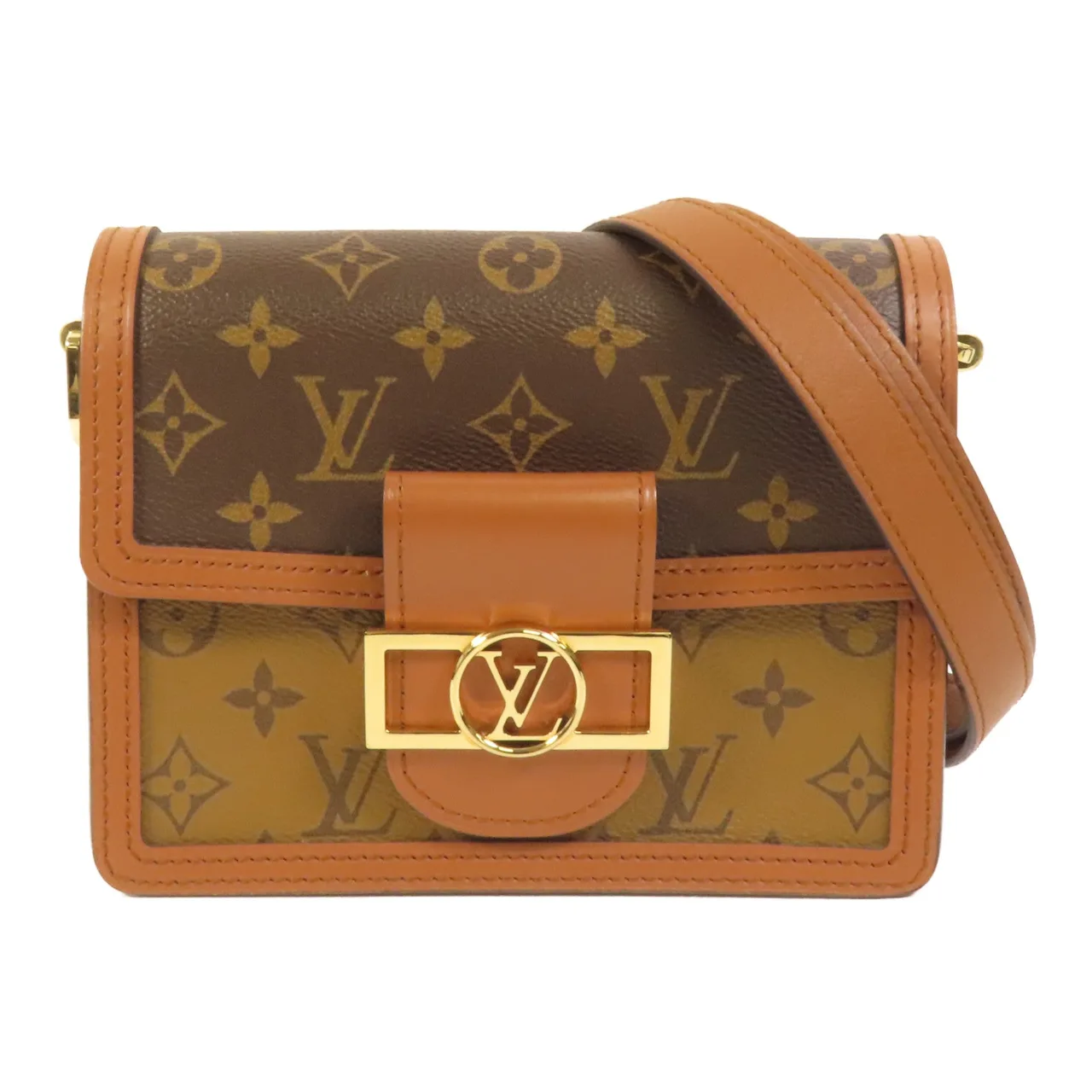 LOUIS VUITTON Mini Dauphine M45959 肩背包 塗層帆布 棕色 / Brown