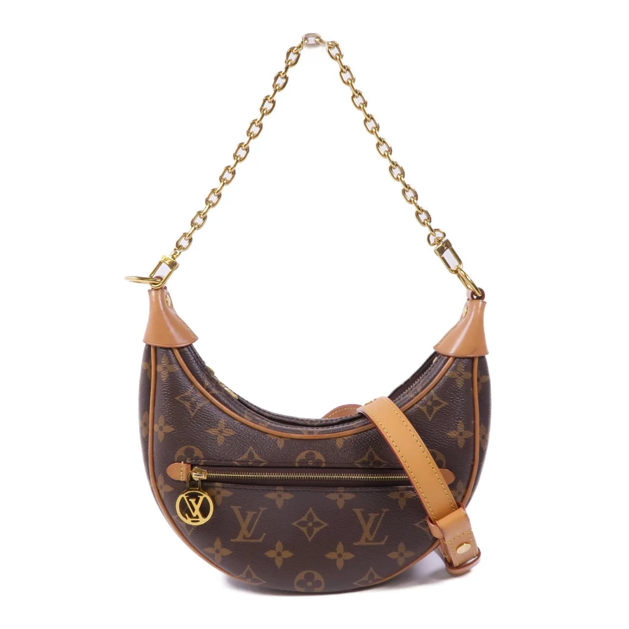 LOUIS VUITTON Loop M81098 兩用包 塗層帆布 棕色 / Brown