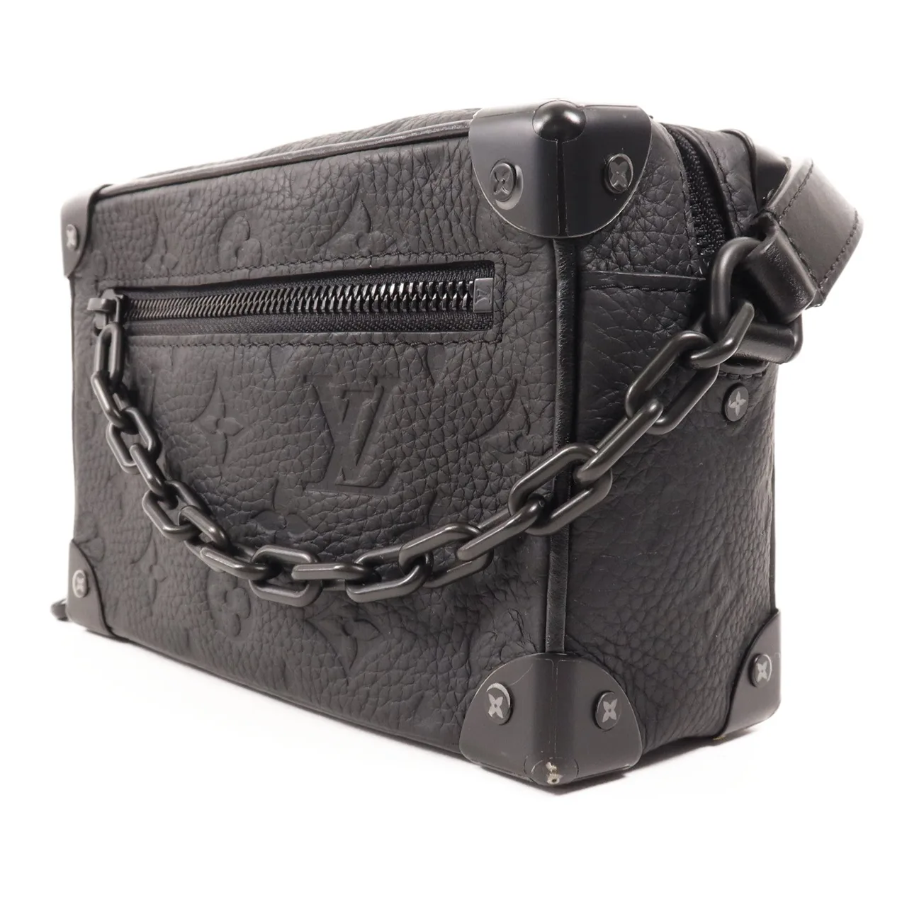 LOUIS VUITTON Soft Trunk M55702 肩背包 牛皮 黑色 / Black 牛皮 中古品A - 縮圖 3