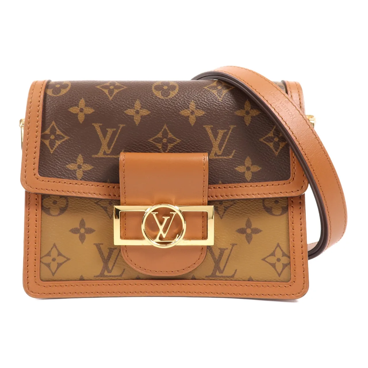 LOUIS VUITTON Mini Dauphine M44580 肩背包 塗層帆布 棕色 / Brown