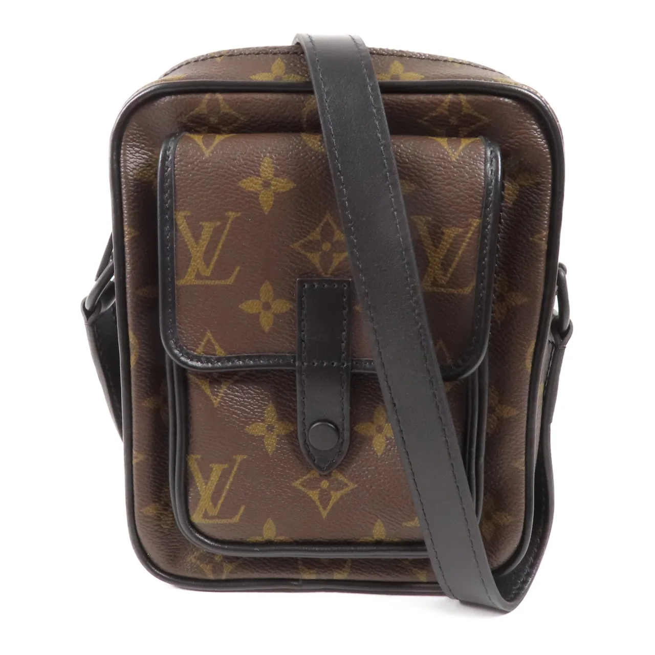 LOUIS VUITTON Christopher M69404 肩背包 塗層帆布 棕色 / 黑色