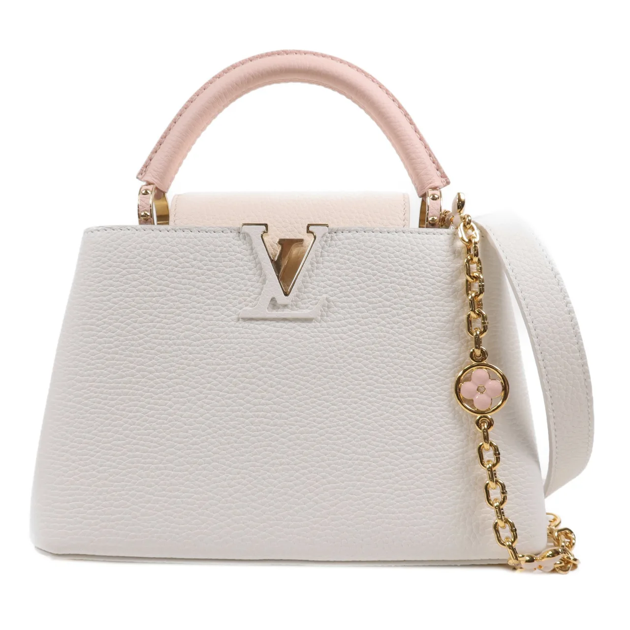 LOUIS VUITTON Capucines M11343 兩用包 牛皮 白色 / 粉色 / White/Pink