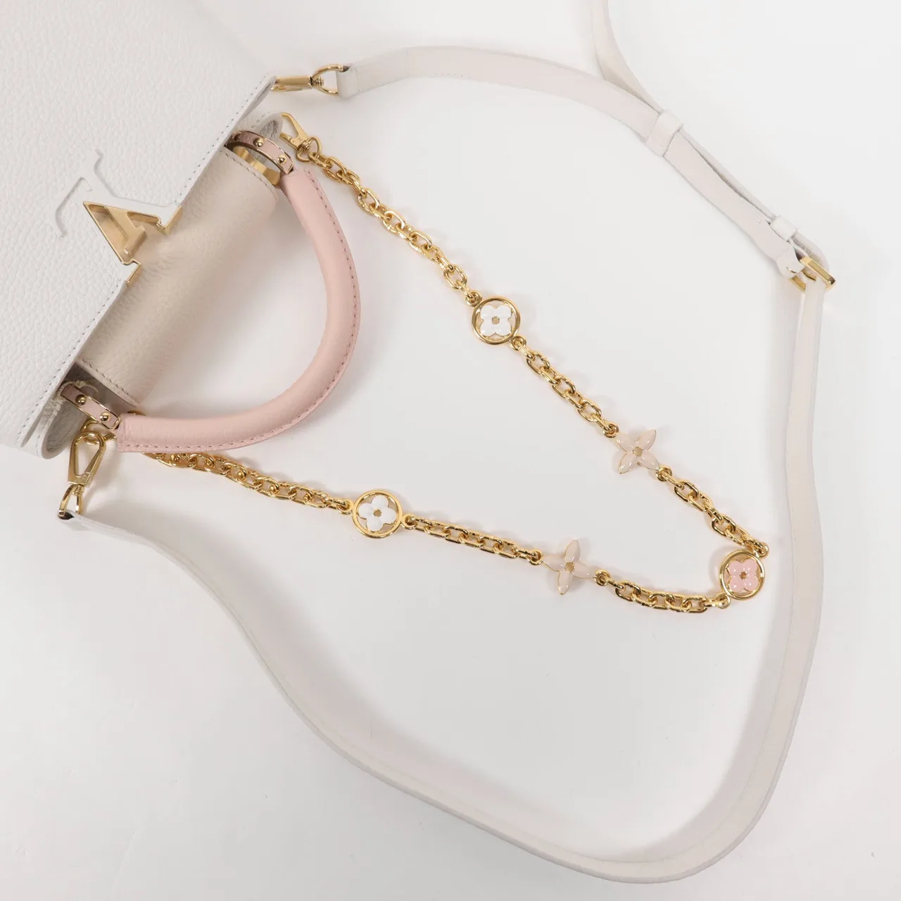 LOUIS VUITTON Capucines M11343 兩用包 牛皮 白色 / 粉色 / White/Pink 牛皮 新品 - 縮圖 7