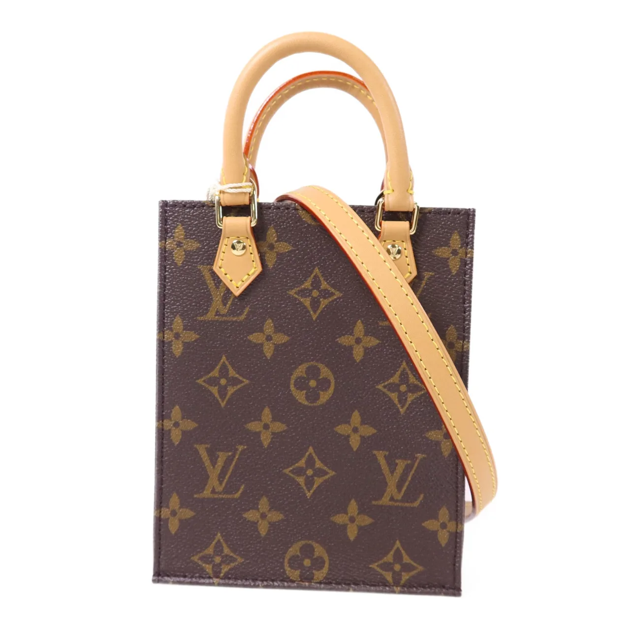 LOUIS VUITTON Petit Sac Plat M69442 兩用包 塗層帆布 棕色
