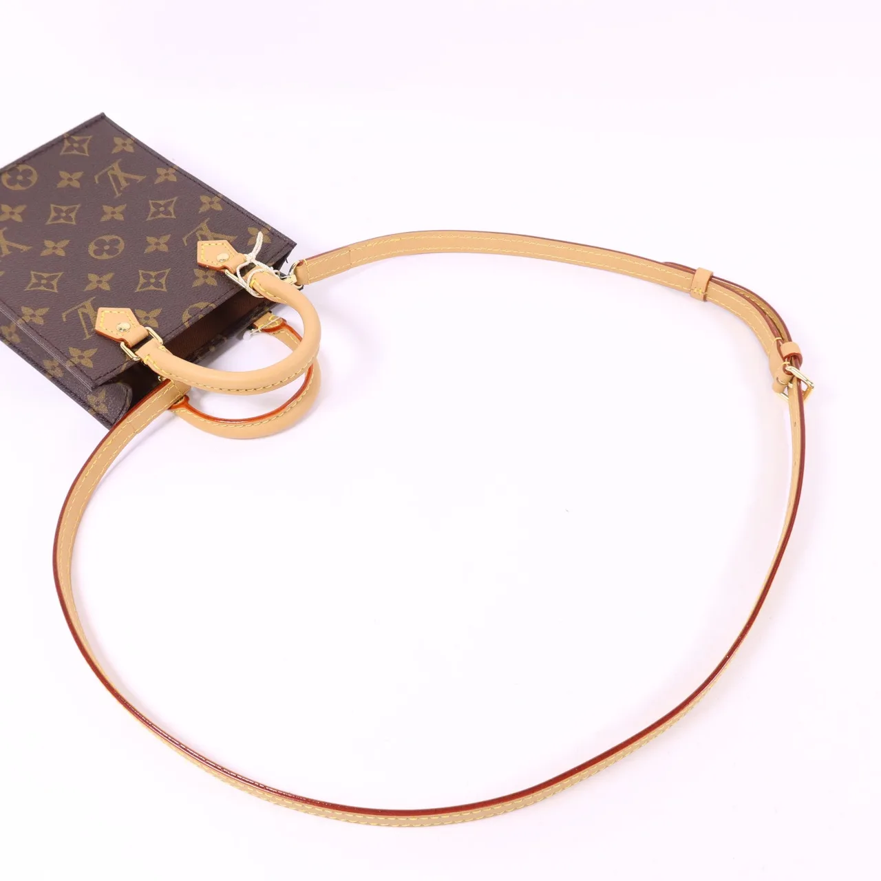 LOUIS VUITTON Petit Sac Plat M69442 兩用包 塗層帆布 棕色 塗層帆布 中古品A - 縮圖 5