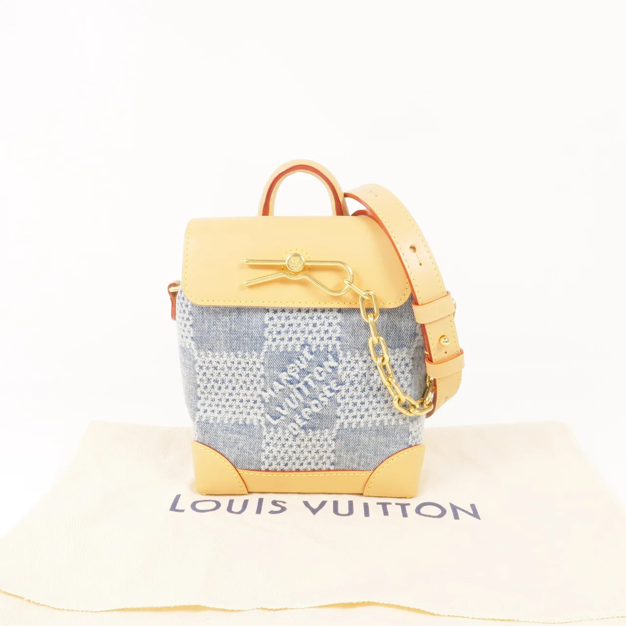 LOUIS VUITTON Steamer N40751 兩用包 牛皮 藍色 / 棕色 牛皮 新品同様 - 縮圖 14