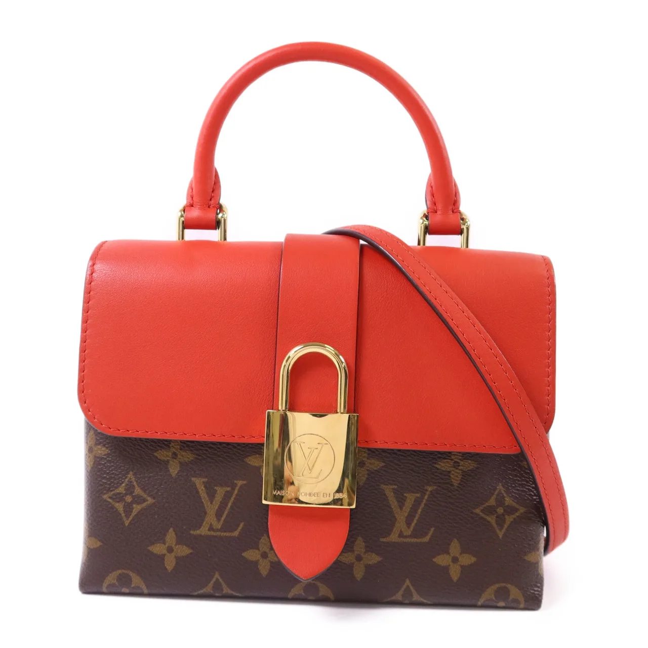LOUIS VUITTON Locky M44322 2-Way Bag Coated Canvas 棕色 / 紅色 / Red