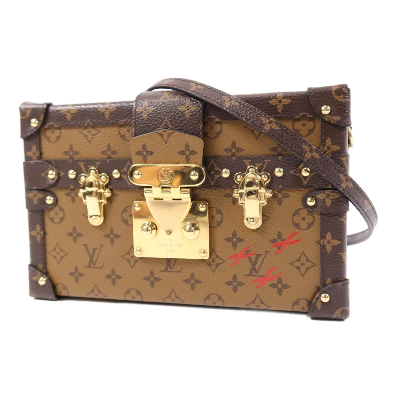 LOUIS VUITTON Petite Malle M45960 肩背包 塗層帆布 棕色 塗層帆布 中古品A - 縮圖 3