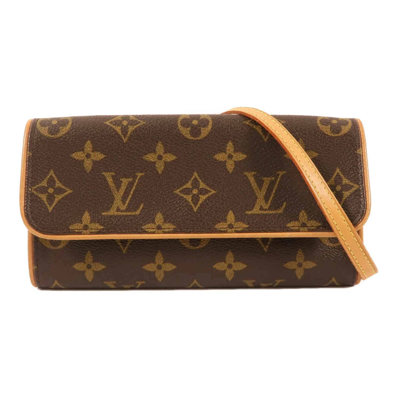 LOUIS VUITTON Pochette Twin M51854 肩背包 塗層帆布 棕色