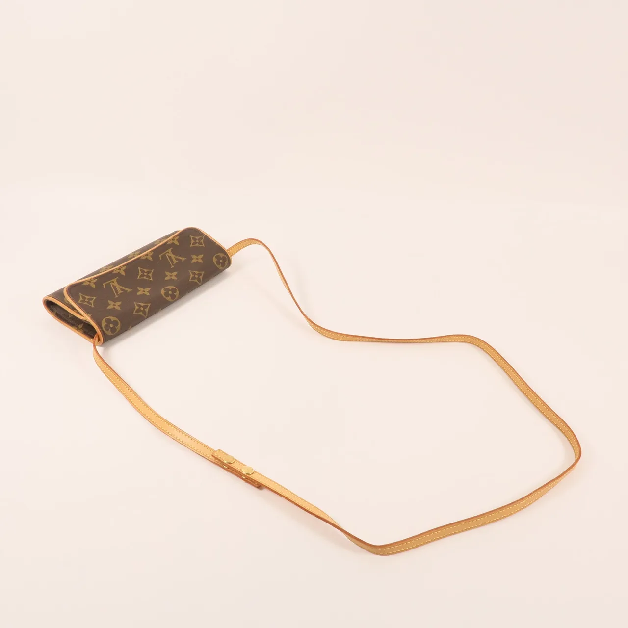 LOUIS VUITTON Pochette Twin M51854 Shoulder Bag Coated Canvas 棕色 Coated Canvas Rank B - Thumbnail 9