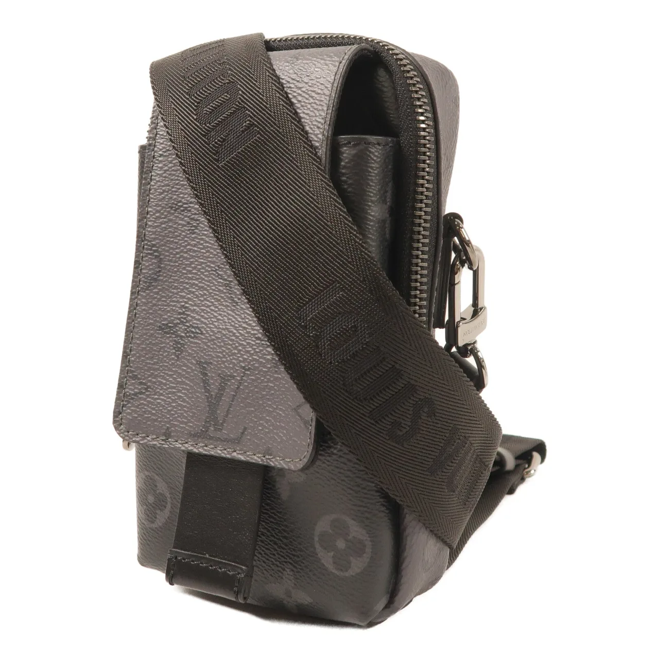 LOUIS VUITTON Double Phone Pouch M81321 肩背包 塗層帆布 黑色 塗層帆布 中古品A - 縮圖 3