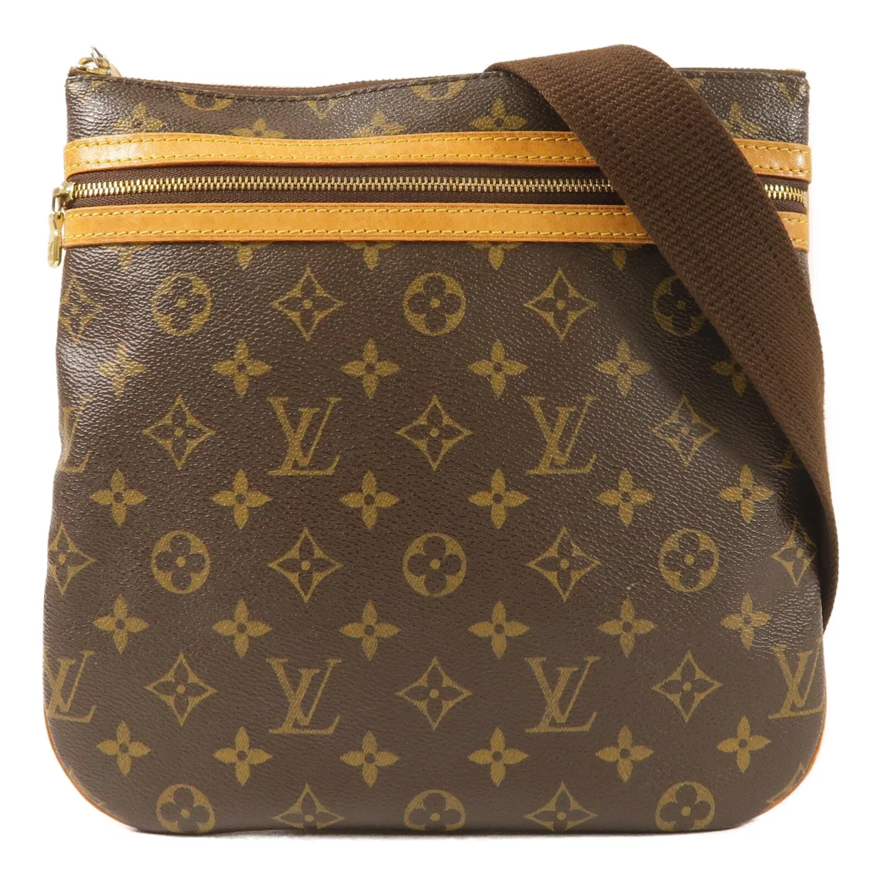 LOUIS VUITTON Pochette Bosphore M40044 肩背包 塗層帆布 棕色 / Brown
