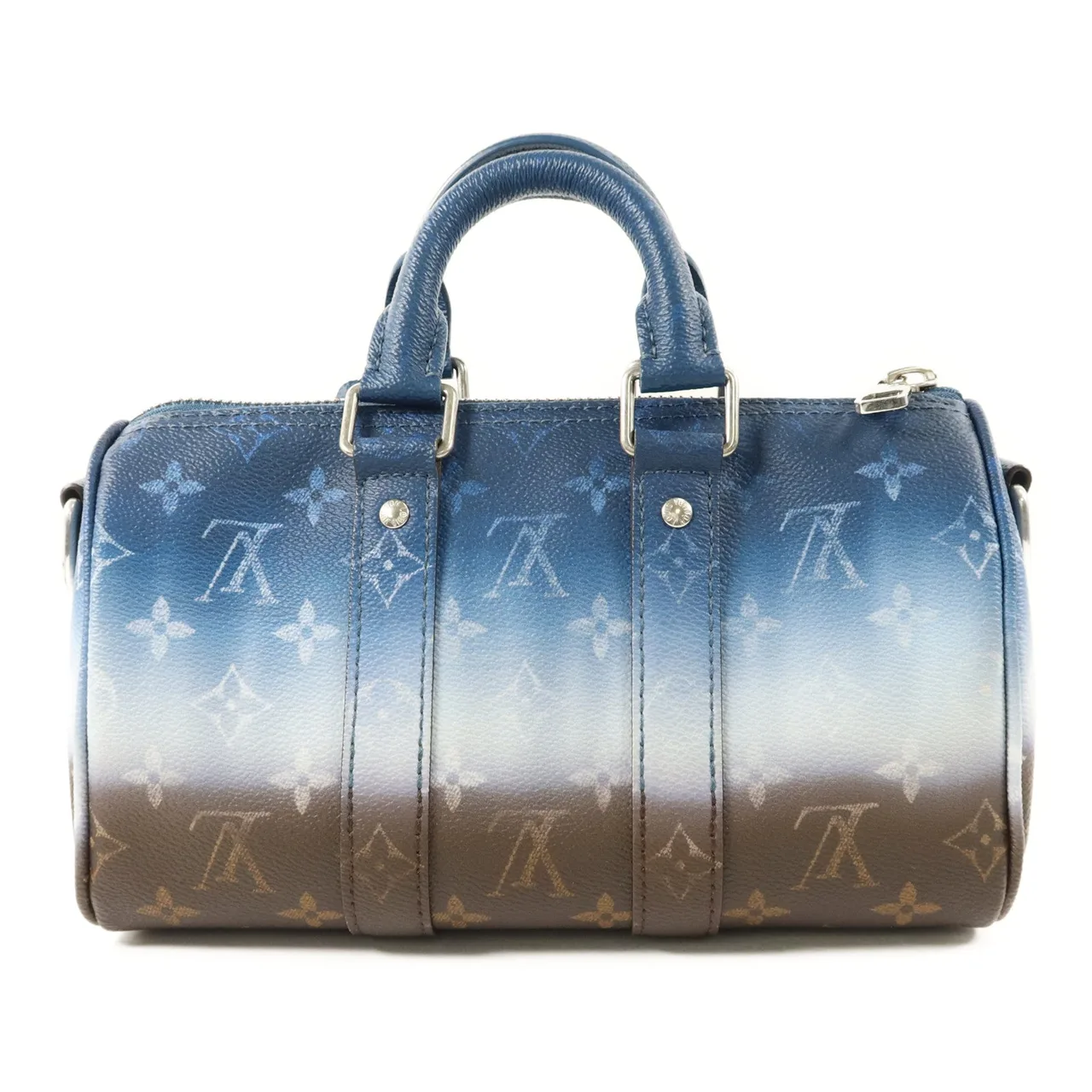 LOUIS VUITTON Keepall M28026 兩用包 塗層帆布 藍色 / 棕色 / Blue/White/Brown 塗層帆布 中古品A - 縮圖 2
