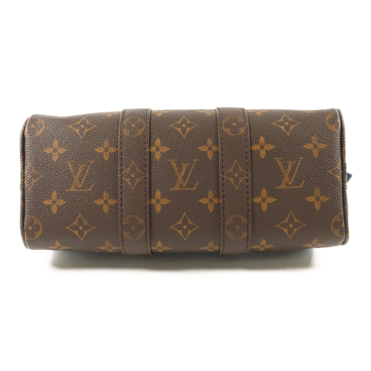 LOUIS VUITTON Keepall M28026 兩用包 塗層帆布 藍色 / 棕色 / Blue/White/Brown 塗層帆布 中古品A - 縮圖 4
