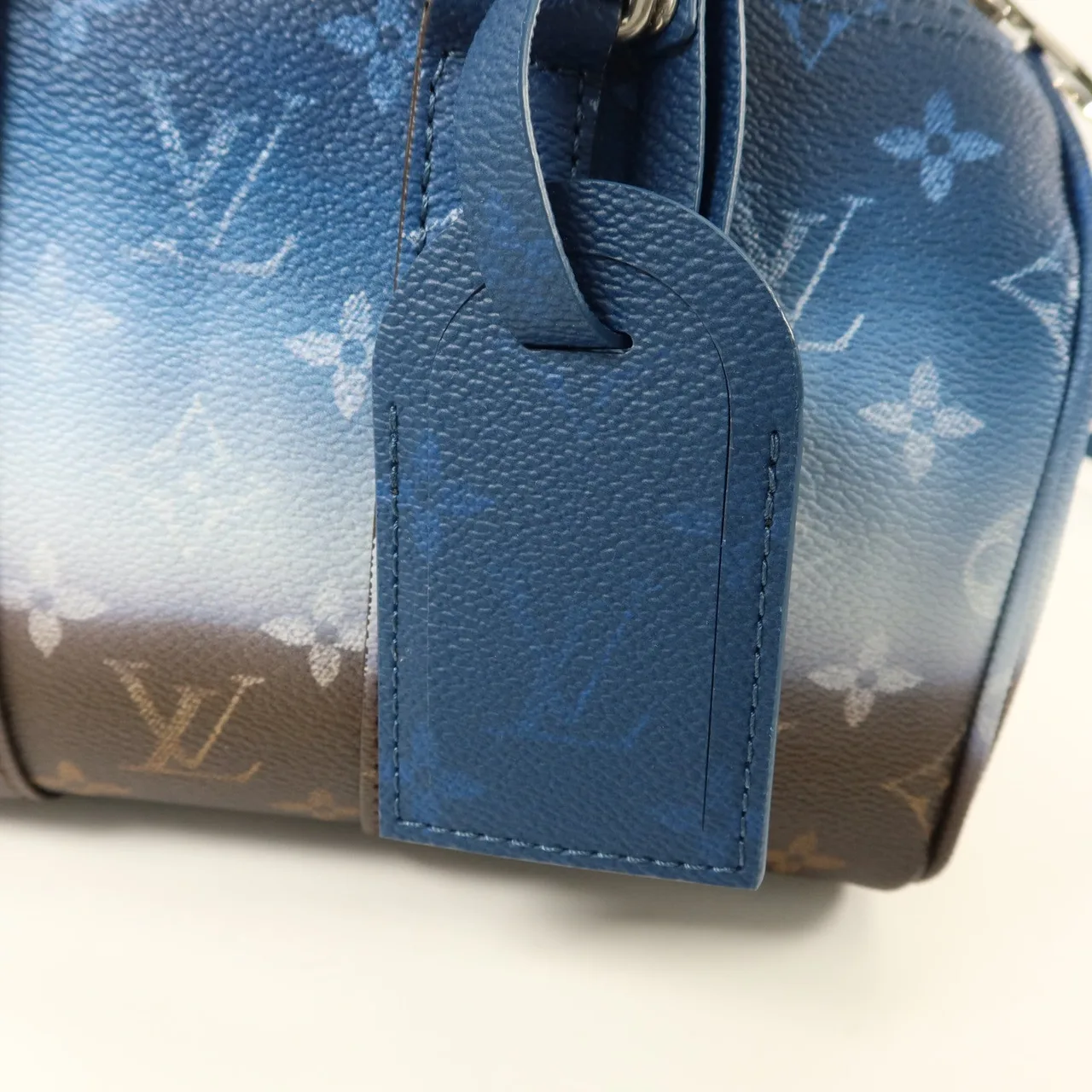 LOUIS VUITTON Keepall M28026 兩用包 塗層帆布 藍色 / 棕色 / Blue/White/Brown 塗層帆布 中古品A - 縮圖 10