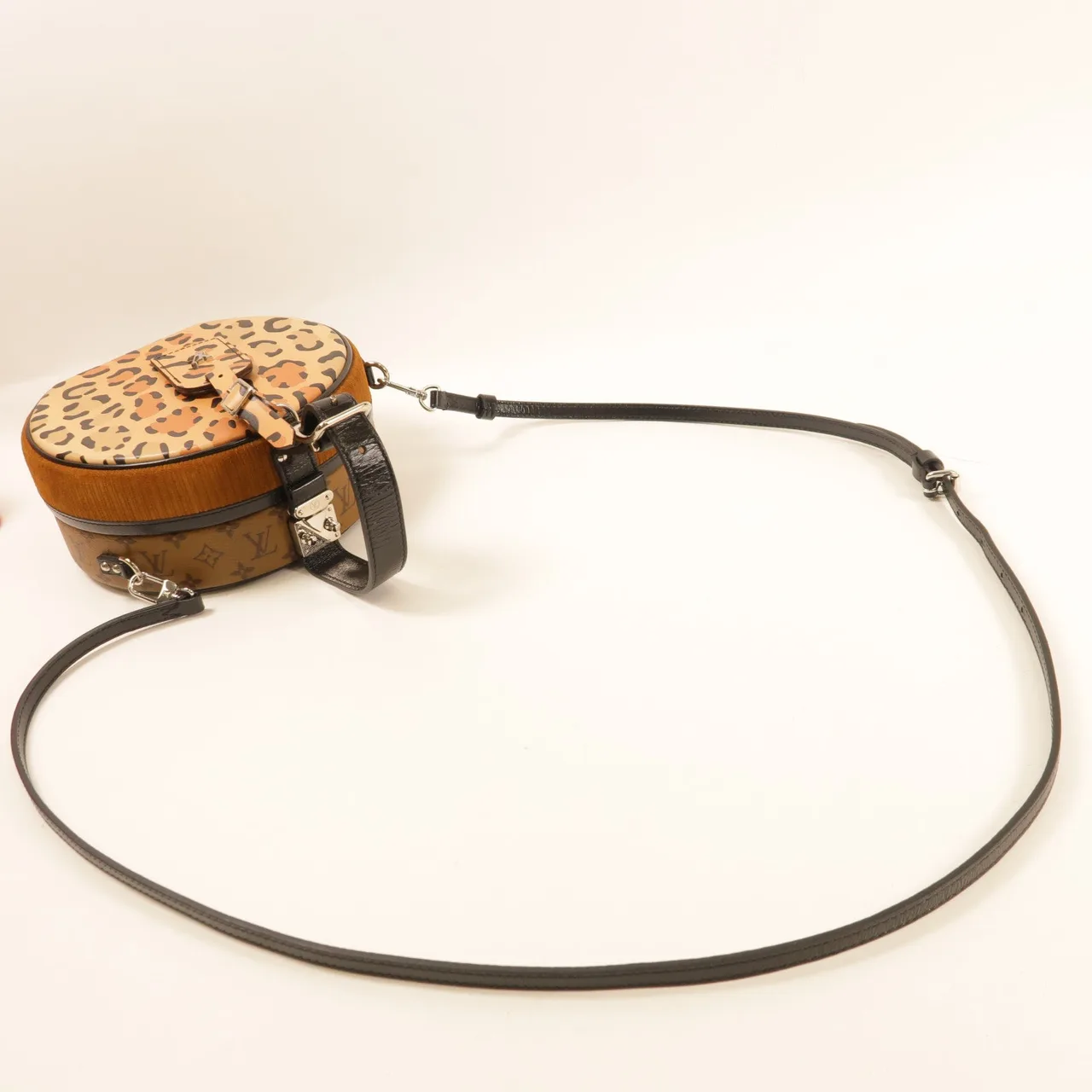 LOUIS VUITTON Petite Boite Chapeau M51481 兩用包 塗層帆布 黑色 / Leopard print 塗層帆布 中古品A - 縮圖 8