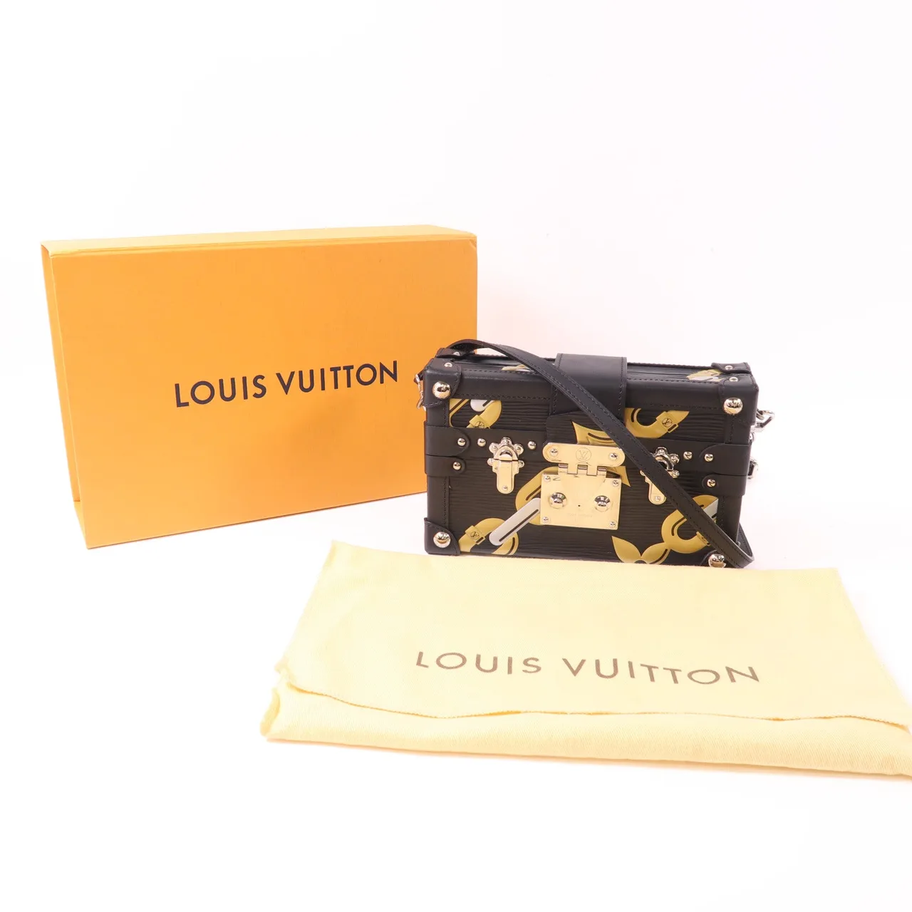 LOUIS VUITTON Petite Malle 肩背包 牛皮 黑色 牛皮 中古品A - 縮圖 8