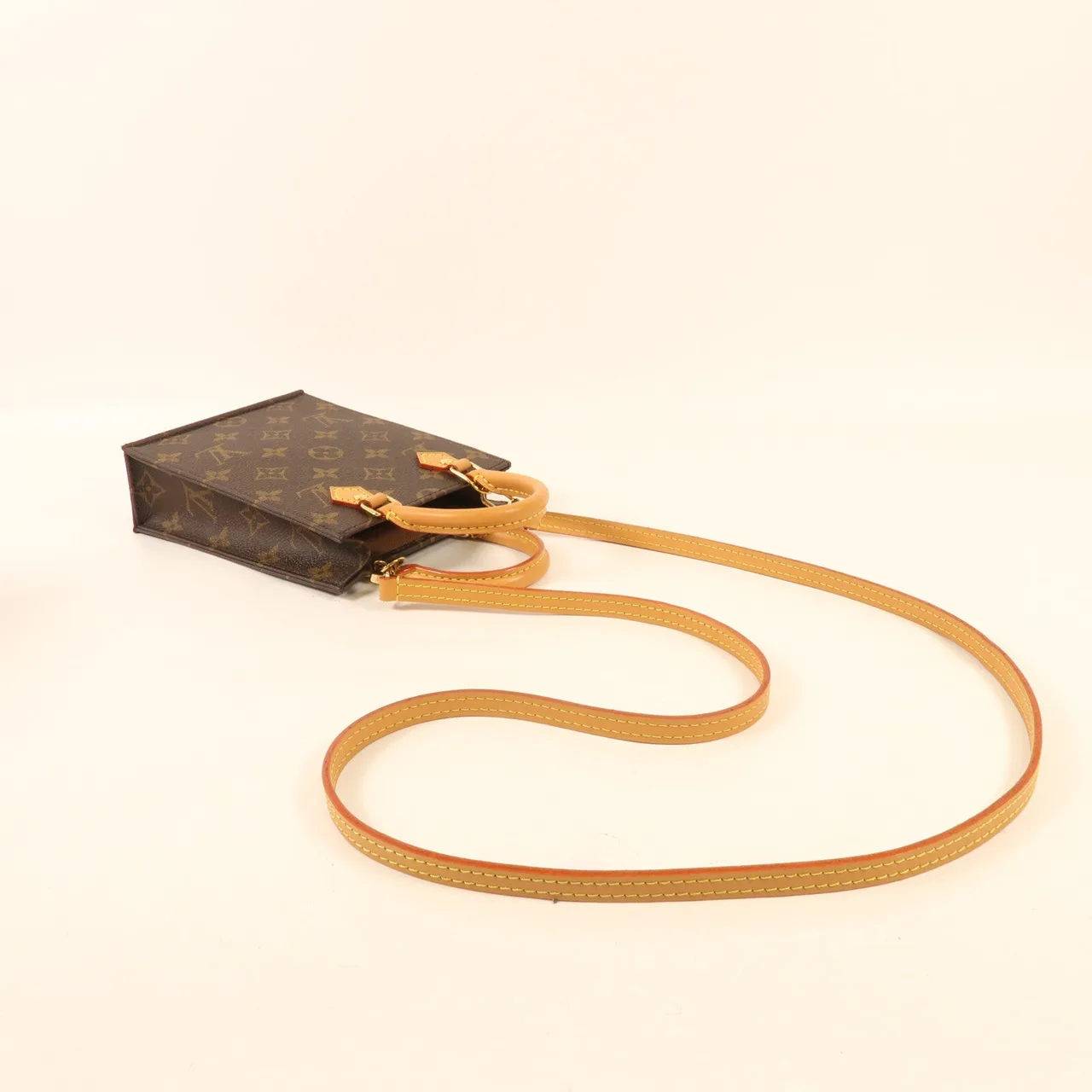 LOUIS VUITTON Petit Sac Plat M69442 兩用包 塗層帆布 棕色 塗層帆布 中古品A - 縮圖 5