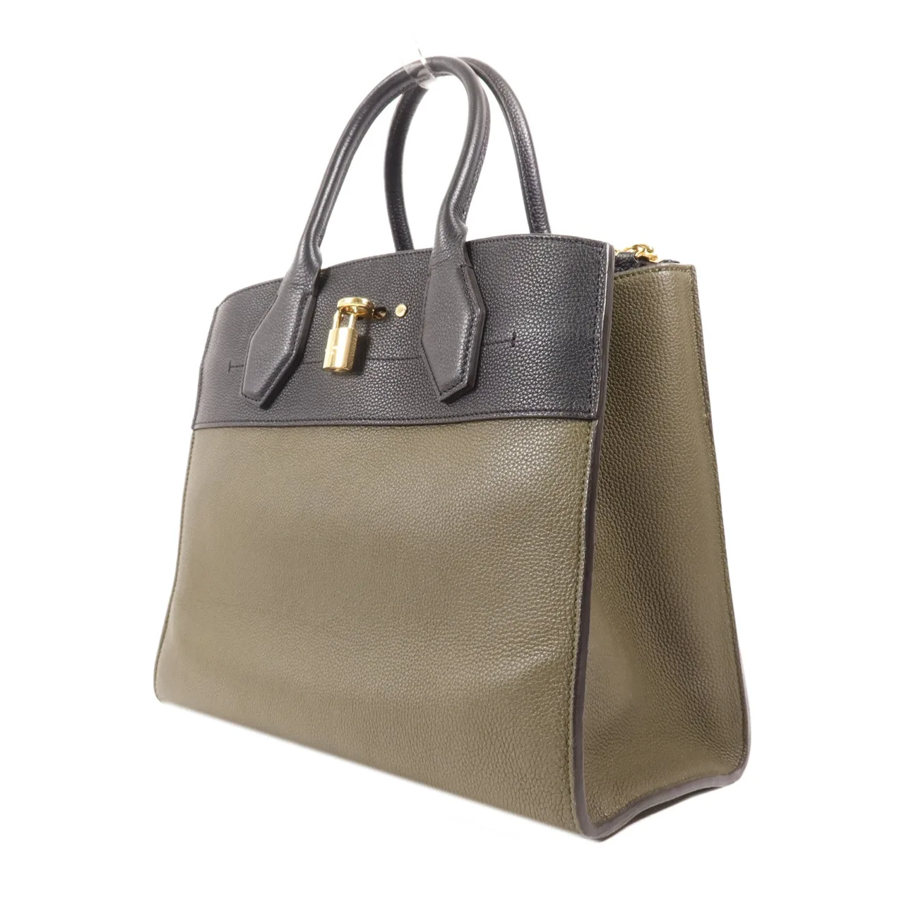 LOUIS VUITTON Steamer M54312 兩用包 牛皮 綠色 / 黑色 / Black/Green 牛皮 中古品B - 縮圖 3