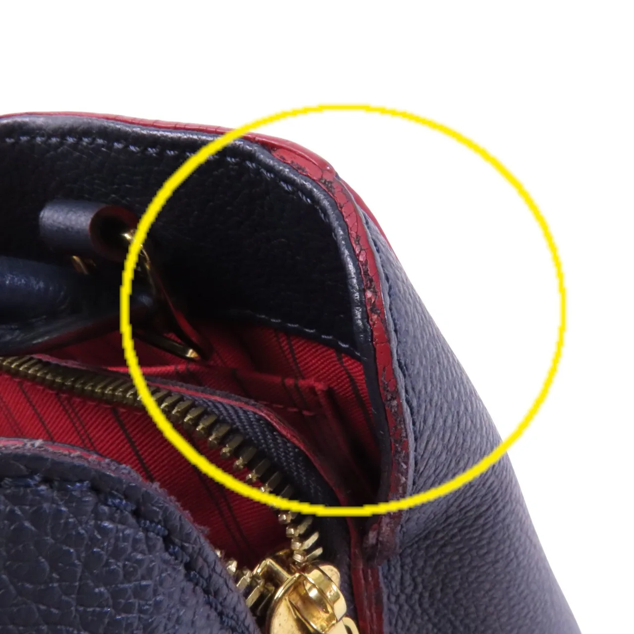 LOUIS VUITTON Montaigne M42747 手提包 牛皮 海軍藍 / 紅色 / Navy 牛皮 中古品B - 縮圖 17