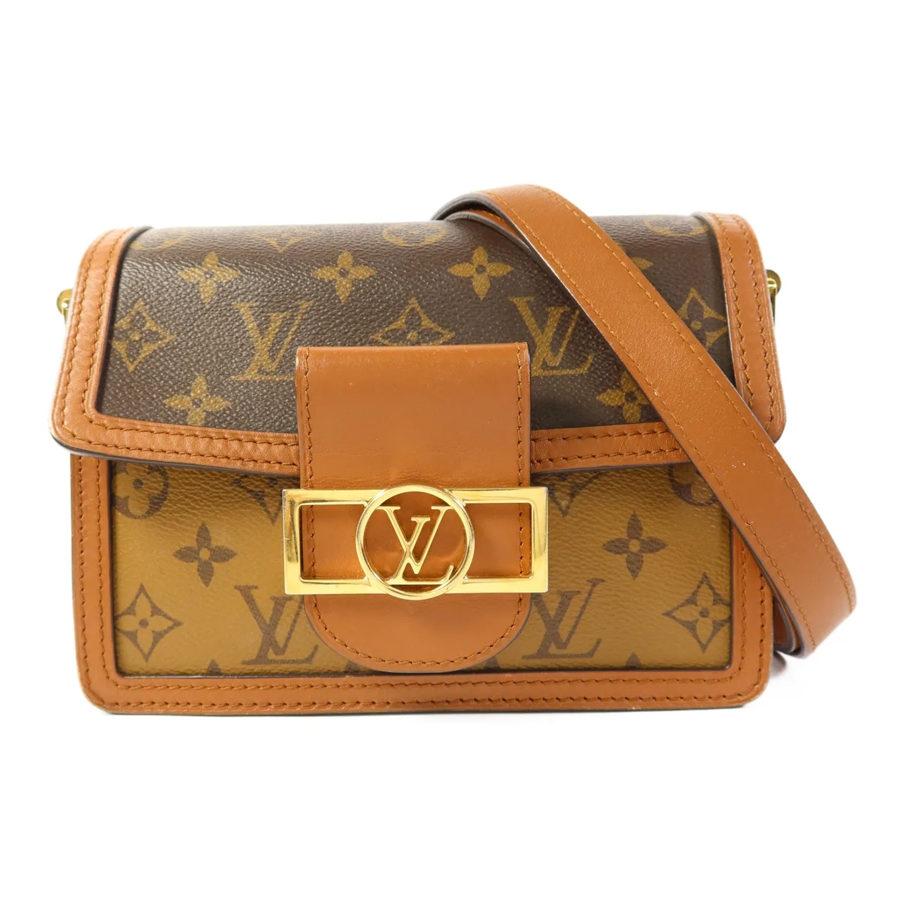 LOUIS VUITTON Mini Dauphine M45959 肩背包 塗層帆布 棕色