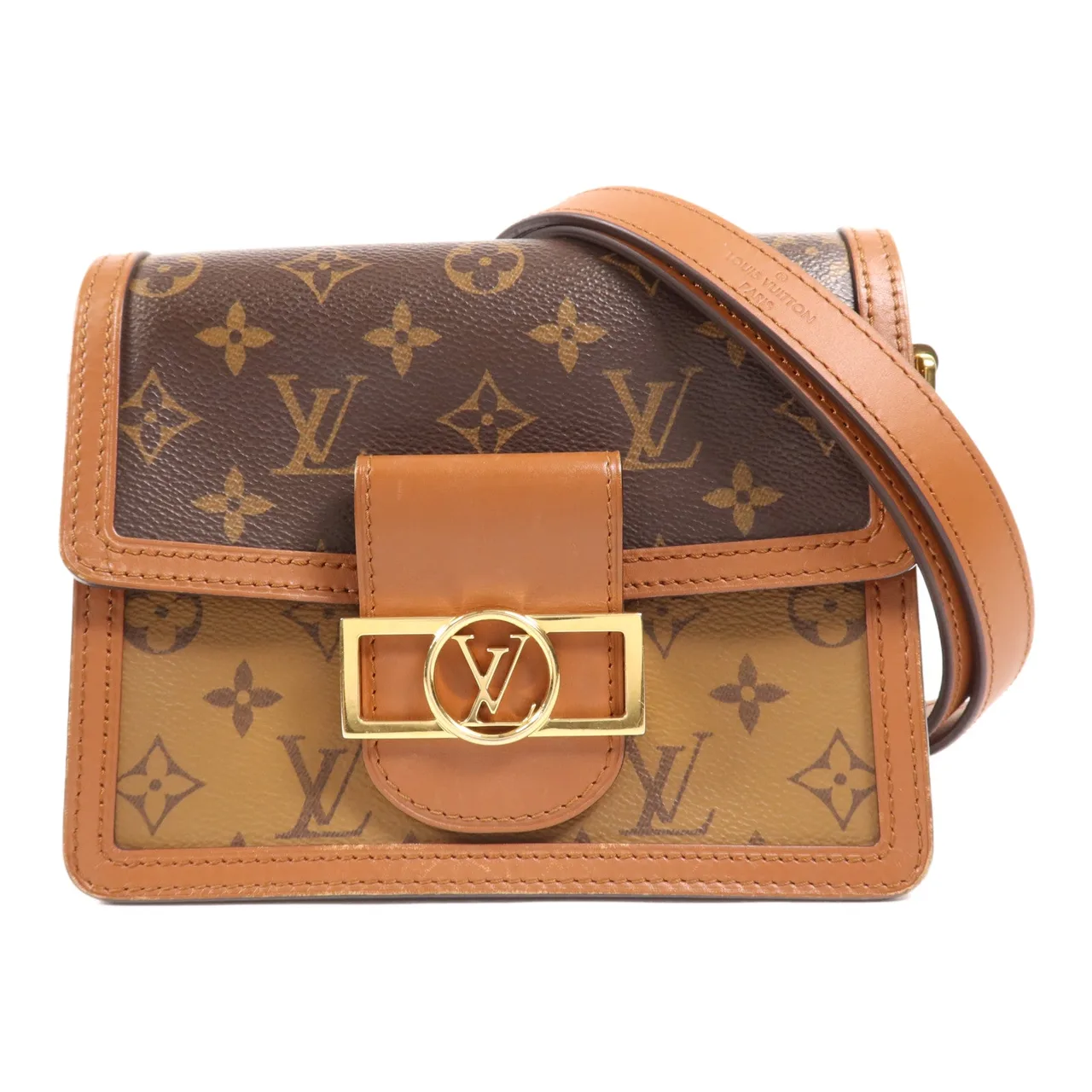 LOUIS VUITTON Mini Dauphine M44580 肩背包 塗層帆布 棕色