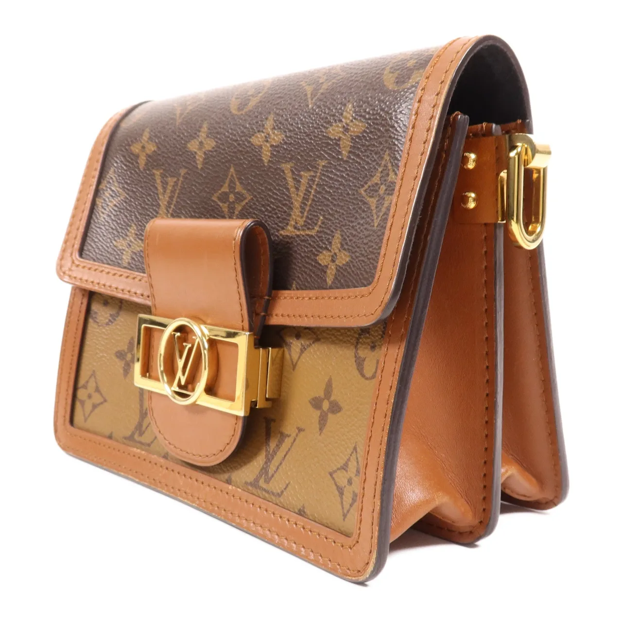 LOUIS VUITTON Mini Dauphine M44580 肩背包 塗層帆布 棕色 塗層帆布 中古品B - 縮圖 3