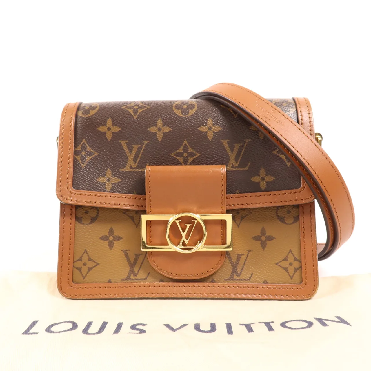 LOUIS VUITTON Mini Dauphine M44580 肩背包 塗層帆布 棕色 塗層帆布 中古品B - 縮圖 9