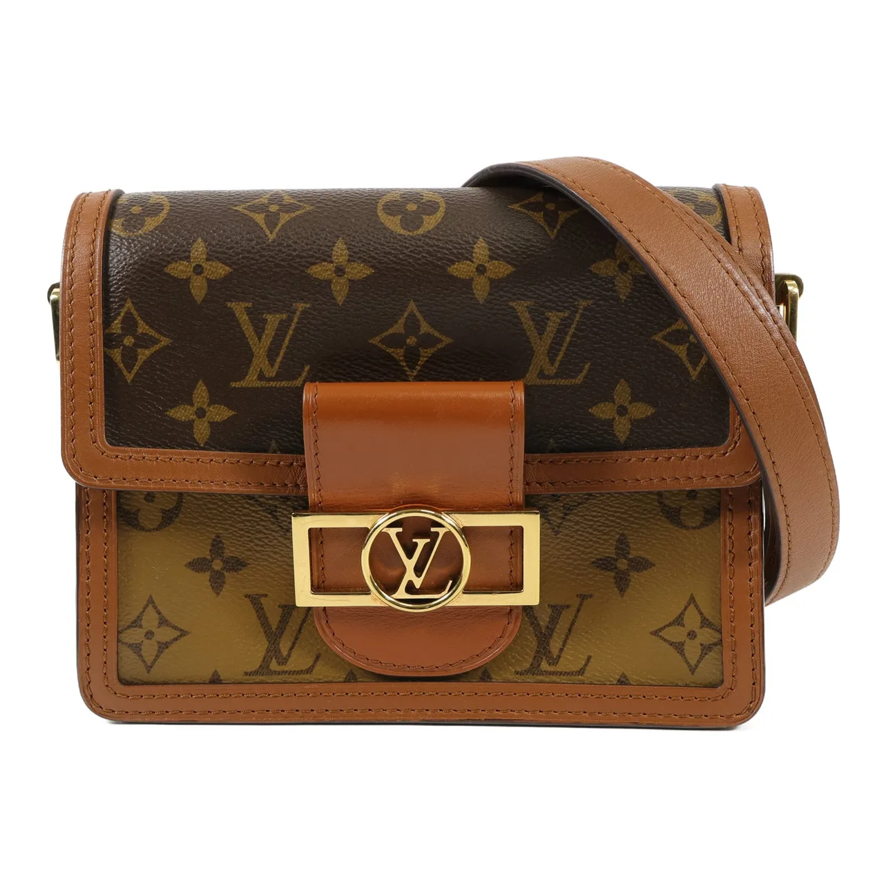 LOUIS VUITTON Mini Dauphine M44580 Shoulder Bag Coated Canvas 棕色