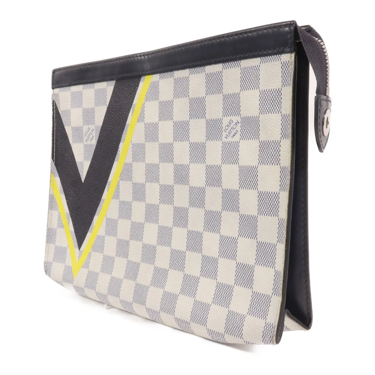 LOUIS VUITTON Pochette Voyage N60049 Clutch Coated Canvas 白色 / 海軍藍 Coated Canvas Rank B - Thumbnail 3