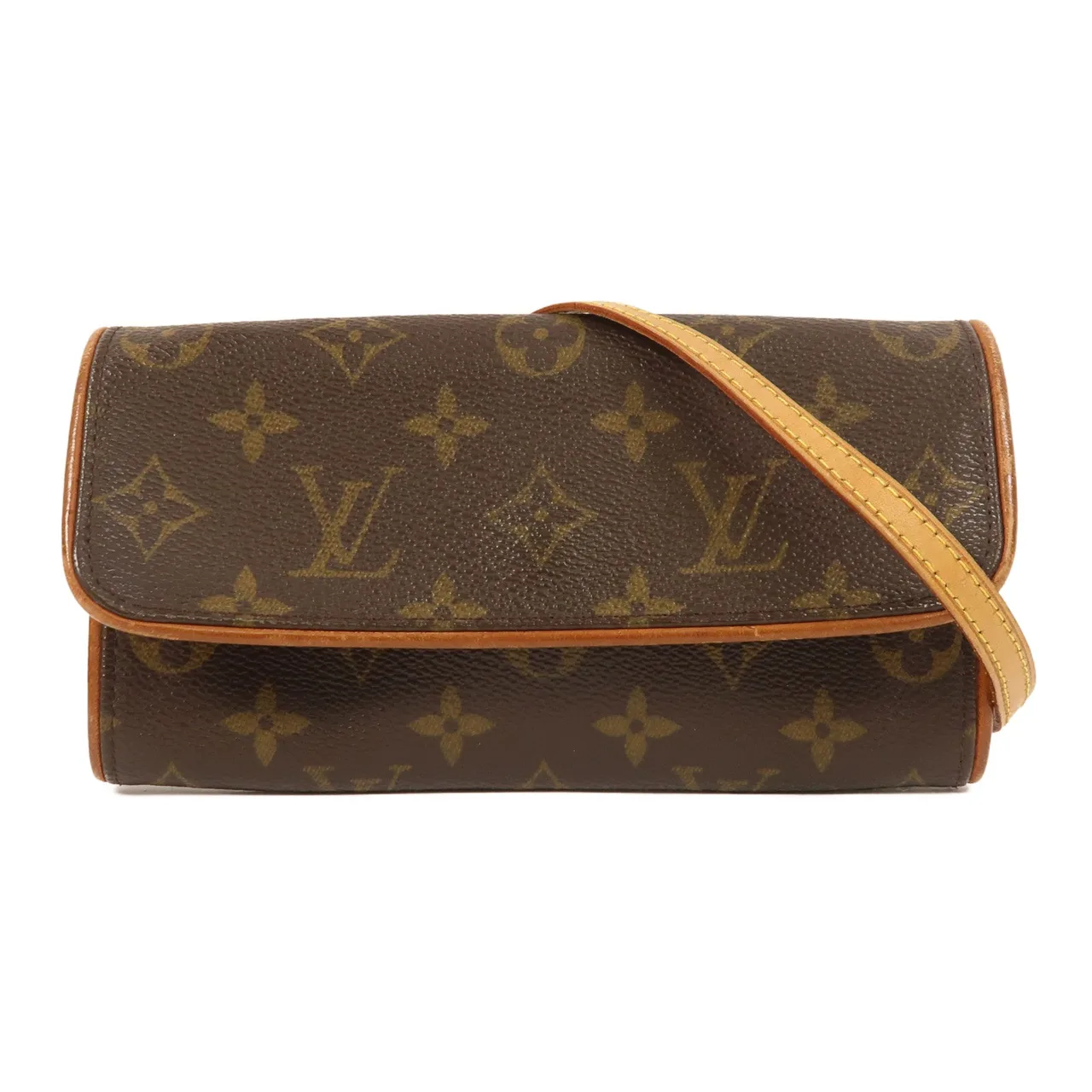 LOUIS VUITTON Pochette Florentine M51855 肩背包 塗層帆布 棕色