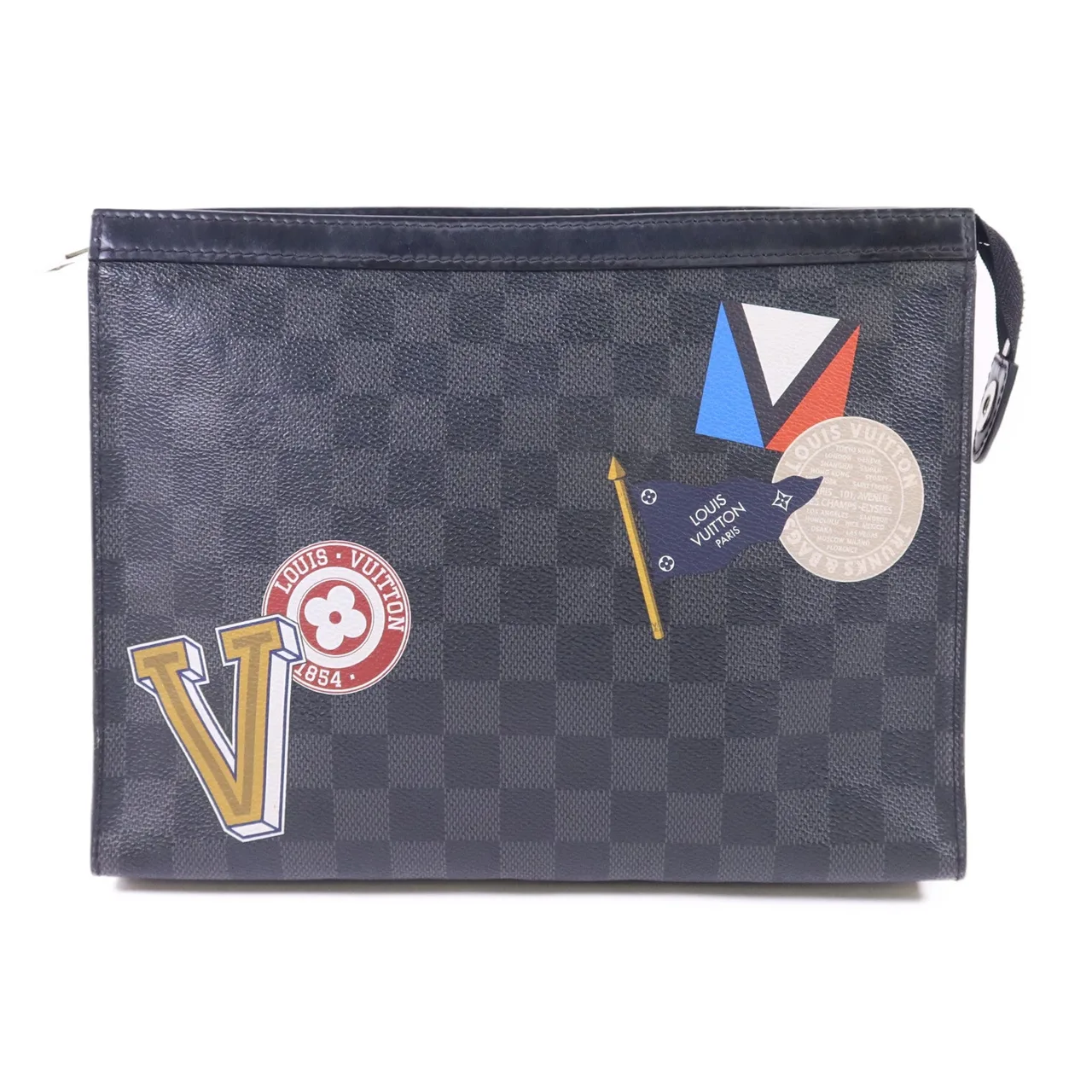 LOUIS VUITTON Pochette Voyage N64442 手拿包 塗層帆布 黑色