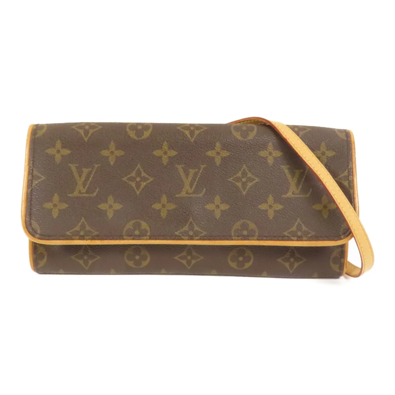 LOUIS VUITTON Pochette Twin M51852 Shoulder Bag Coated Canvas 棕色