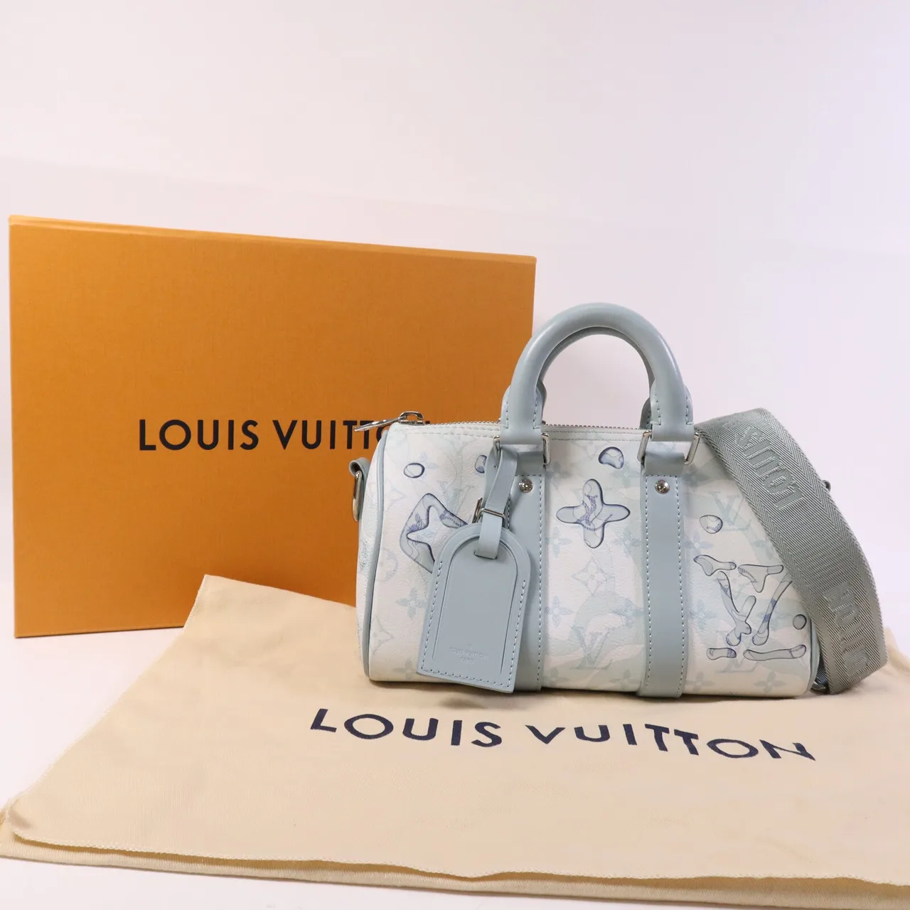LOUIS VUITTON Keepall M22527 2-Way Bag Coated Canvas 藍色 / 白色 / Blue Coated Canvas Rank A - Thumbnail 9