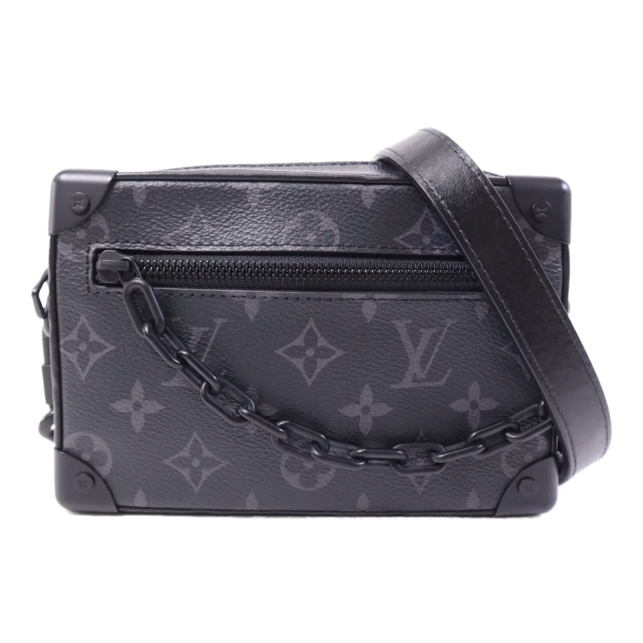 LOUIS VUITTON Soft Trunk M44735 Shoulder Bag Coated Canvas 黑色 / Black