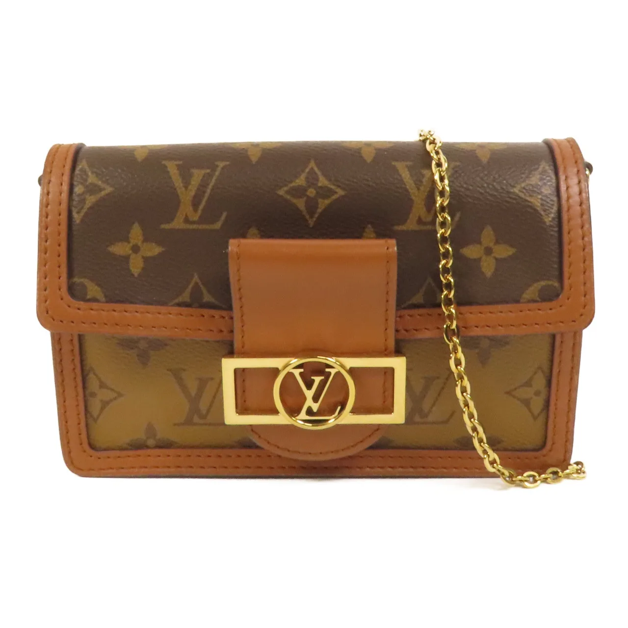 LOUIS VUITTON Mini Dauphine M45959 Shoulder Bag Coated Canvas 棕色 / Brown