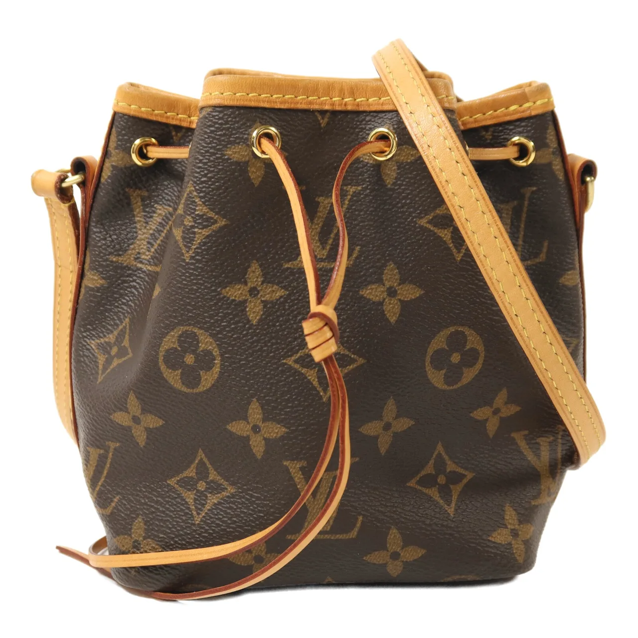 LOUIS VUITTON Nano Noe M41346 Shoulder Bag Coated Canvas 棕色
