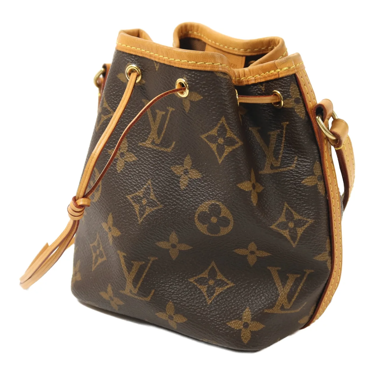 LOUIS VUITTON Nano Noe M41346 Shoulder Bag Coated Canvas 棕色 Coated Canvas Rank B - Thumbnail 3