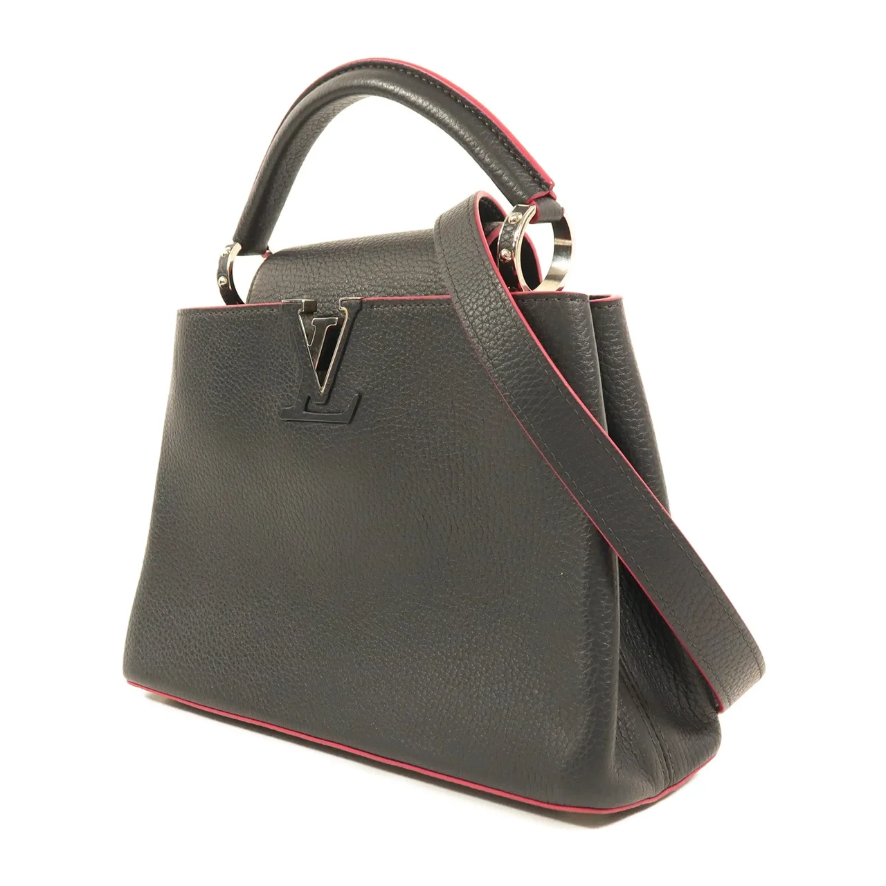 LOUIS VUITTON Capucines M94517 2-Way Bag Calfskin 黑色 Calfskin Rank B - Thumbnail 3