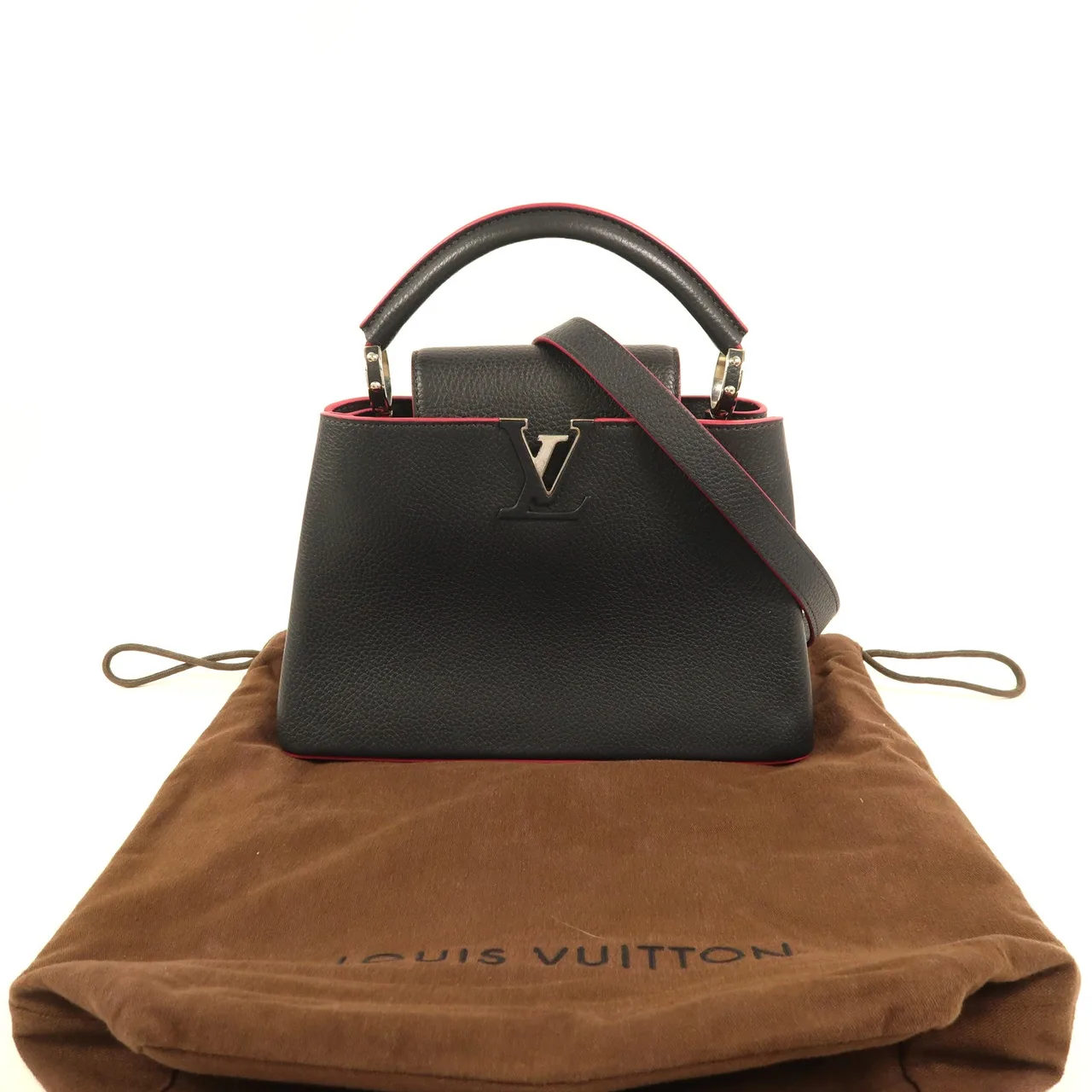 LOUIS VUITTON Capucines M94517 2-Way Bag Calfskin 黑色 Calfskin Rank B - Thumbnail 14